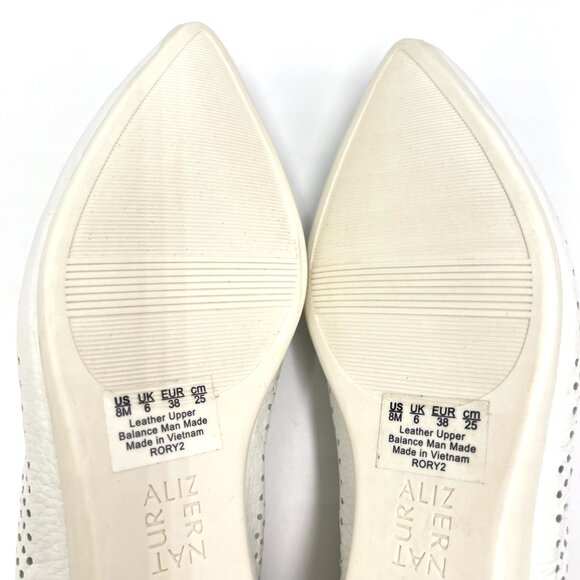 Naturalizer Womens Size 8 White Leather Slingback‎ Perforated Flats Shoes - Picture 10 of 12